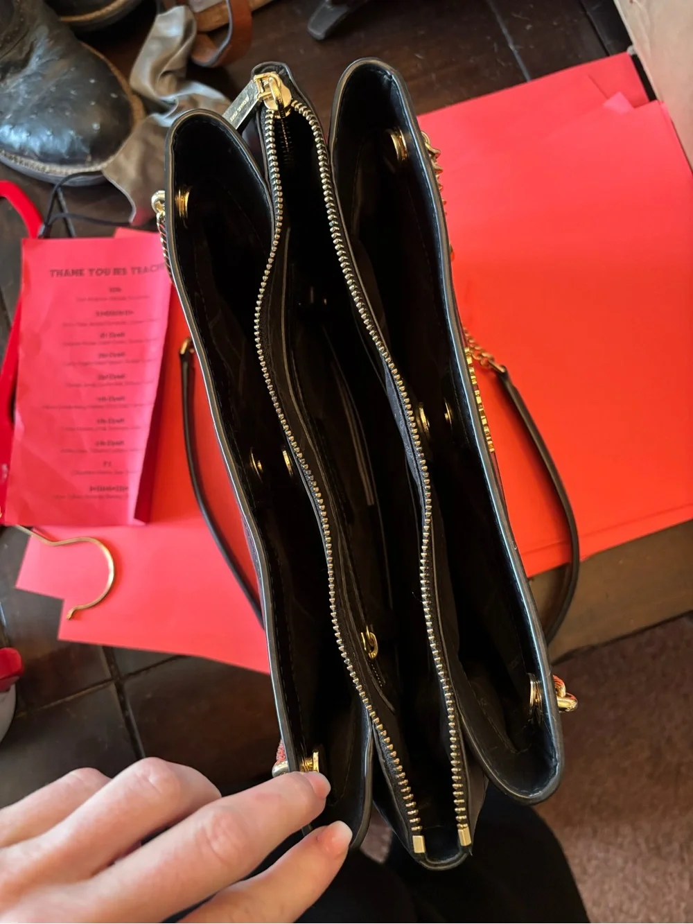 Michael Kors Black Quilted Leather Shoulder Bag with Gold Hardware